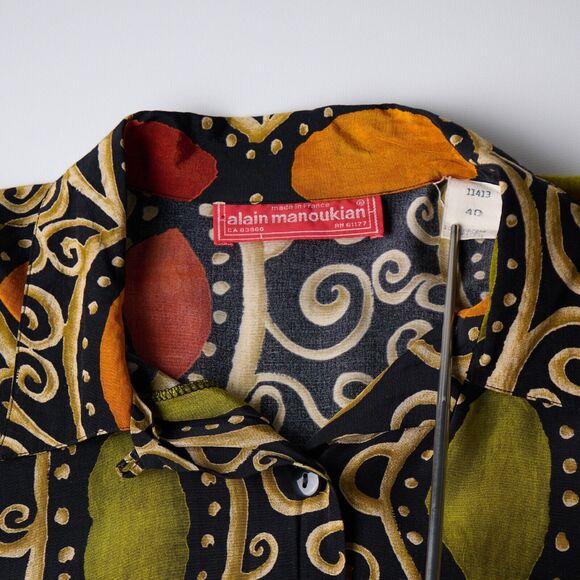 Vtg Alain Manoukian Boho Tribal Button Shirt Blouse 90s Indie maximalist Size 8 - Picture 5 of 10